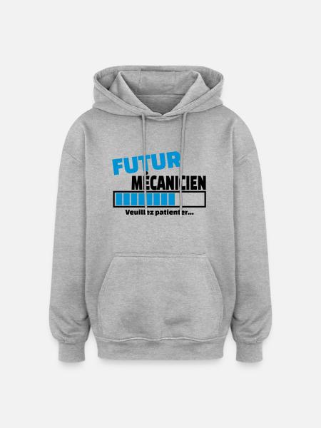 futur mécanicien - Sweat à capuche oversize unisexe - gris chiné