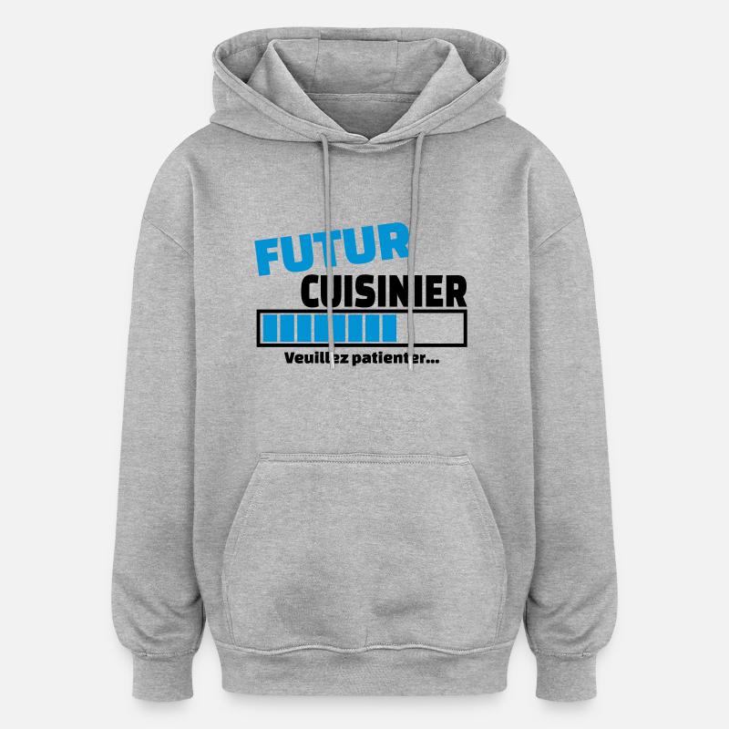 futur cuisinier - Sweat à capuche oversize unisexe - gris chiné