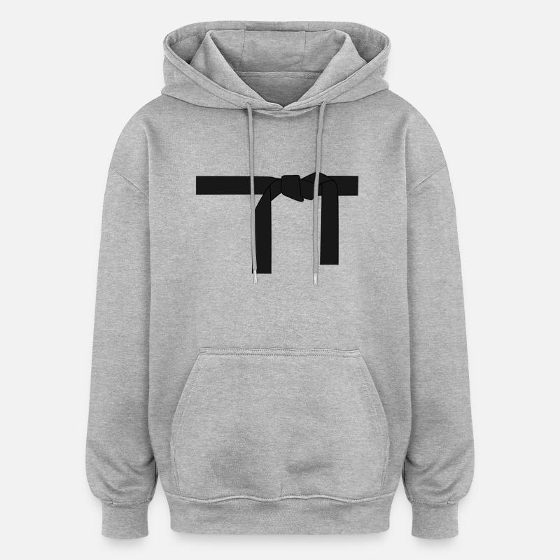 Schwarzer Gürtel. Geschenkidee - Oversized Unisex Hoodie - Grau meliert