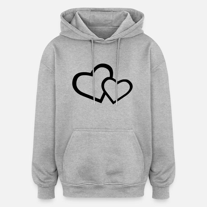 cœur - Sweat à capuche oversize unisexe - gris chiné