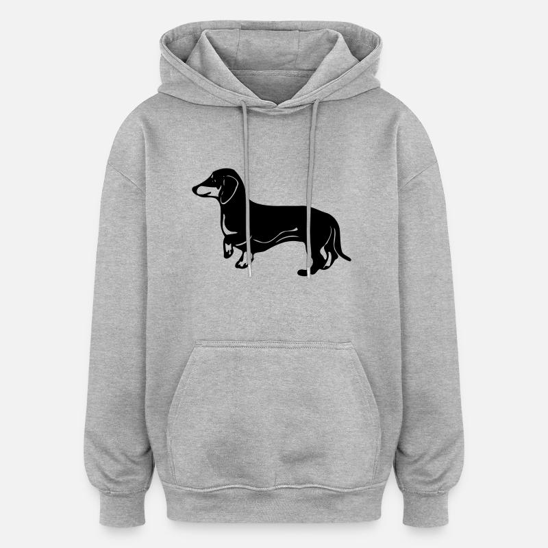 teckel - Sweat à capuche oversize unisexe - gris chiné