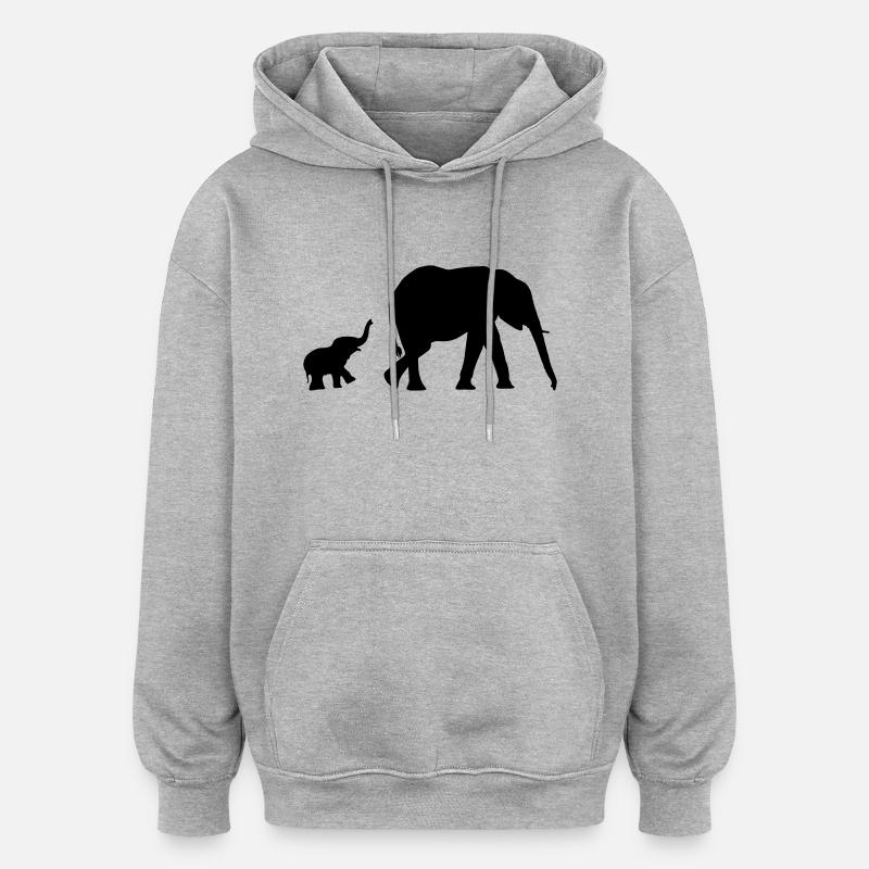Elephant Illustration - Oversized Unisex Hoodie - Grau meliert