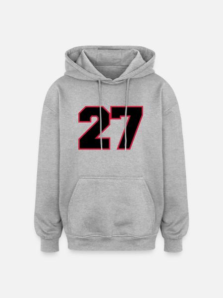 Number27 - Sweat à capuche oversize unisexe - gris chiné