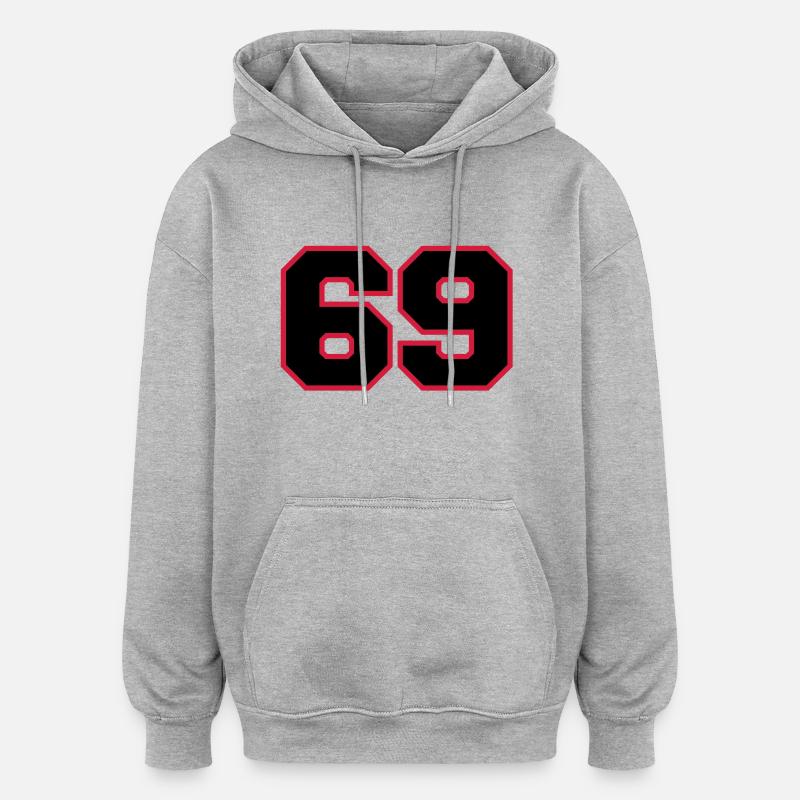 Number69 - Sweat à capuche oversize unisexe - gris chiné