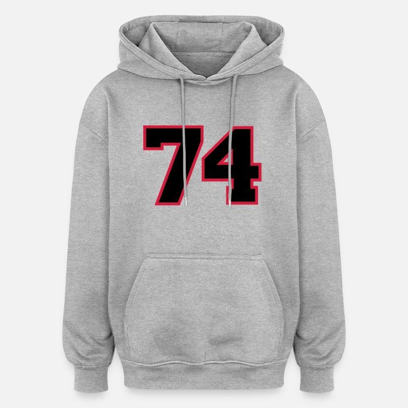 Number74 - Sweat à capuche oversize unisexe - gris chiné