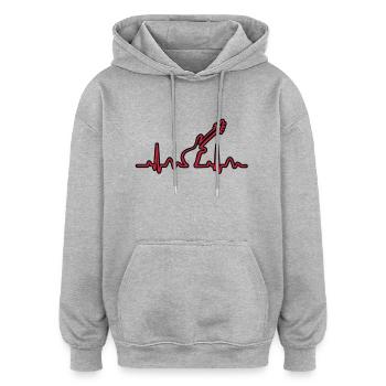 Les lignes de la fréquence cardiaque - Sweat à capuche oversize unisexe - gris chiné - Devant - Noah (186cm)