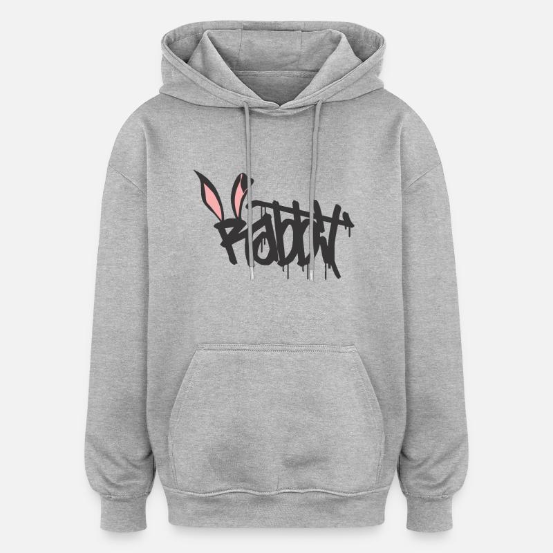 Hase - Oversized Unisex Hoodie - Grau meliert