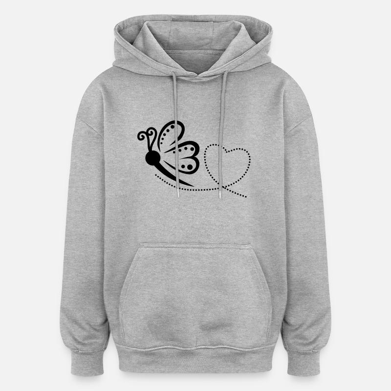 Butterfly heart design - Oversized Unisex Hoodie - Grau meliert