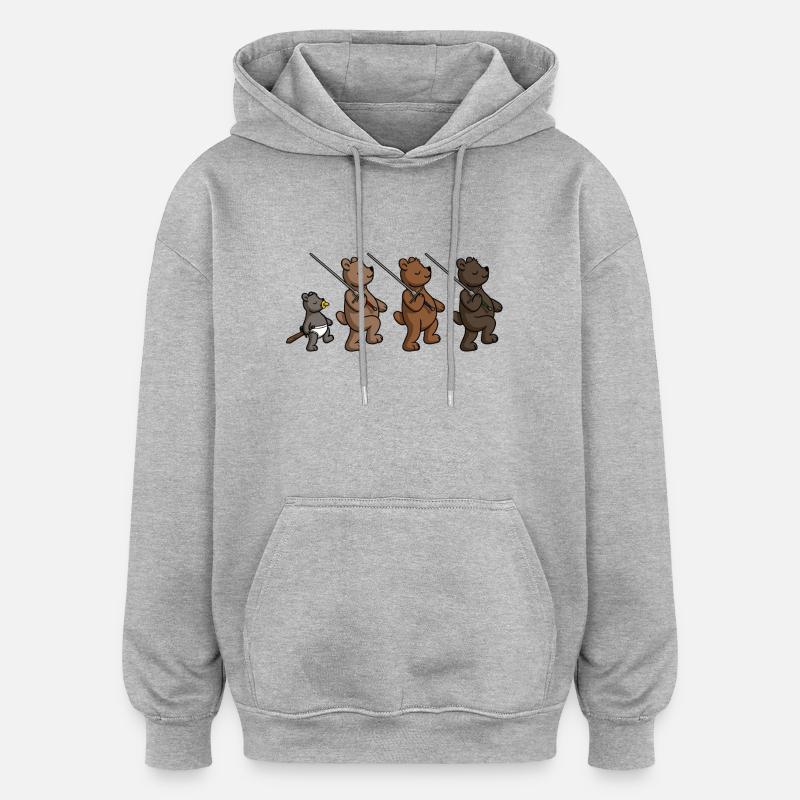 Schwerterbärchen - Oversized Unisex Hoodie - Grau meliert
