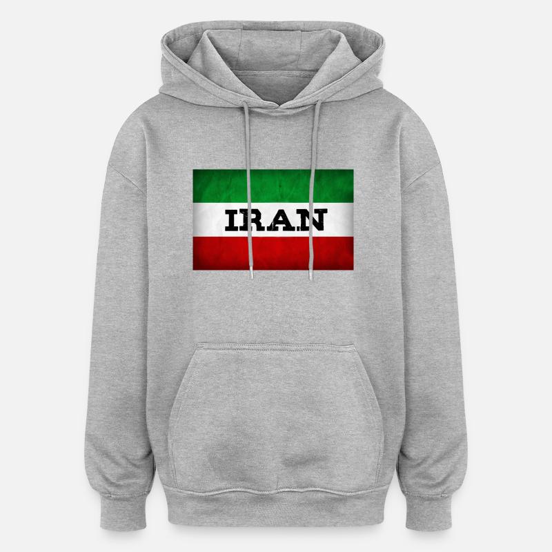 IRAN - Sweat à capuche oversize unisexe - gris chiné