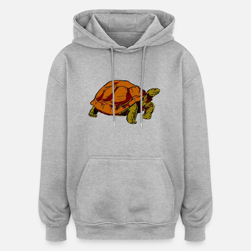 tortue - Sweat à capuche oversize unisexe - gris chiné