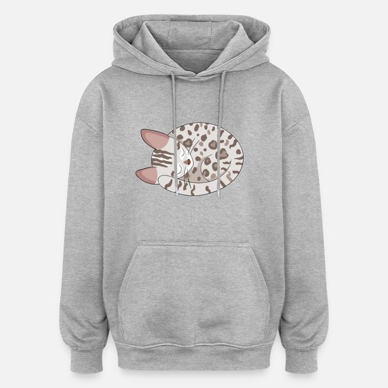 Chat de Bengale Chat - Sweat à capuche oversize unisexe - gris chiné