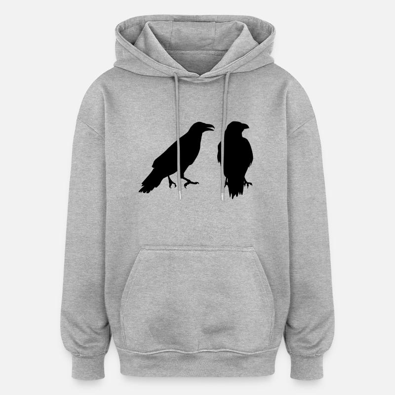 Duo Raven - Sweat à capuche oversize unisexe - gris chiné
