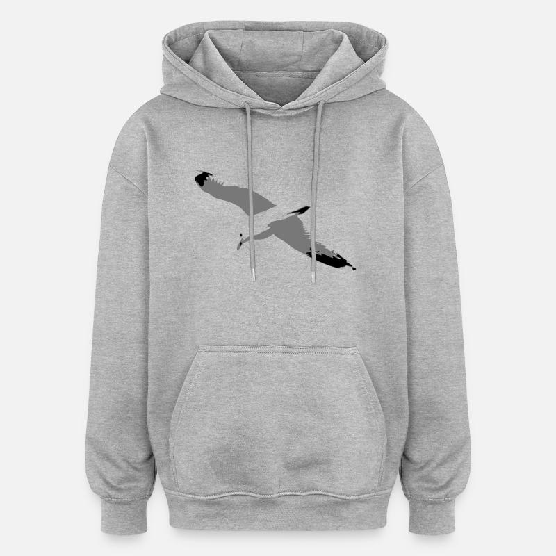 Gull - Sweat à capuche oversize unisexe - gris chiné