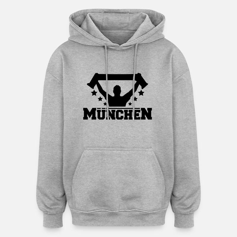muenchen_fan_r1 - Sweat à capuche oversize unisexe - gris chiné