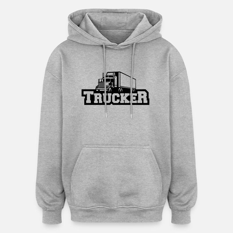 trucker_design_t1 - Sweat à capuche oversize unisexe - gris chiné