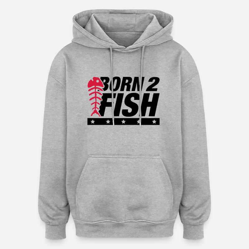 born_2_fish_wo2 - Sweat à capuche oversize unisexe - gris chiné