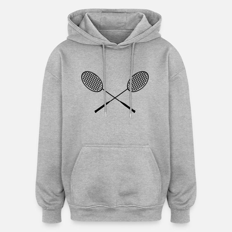 badminton rackets - Sweat à capuche oversize unisexe - gris chiné