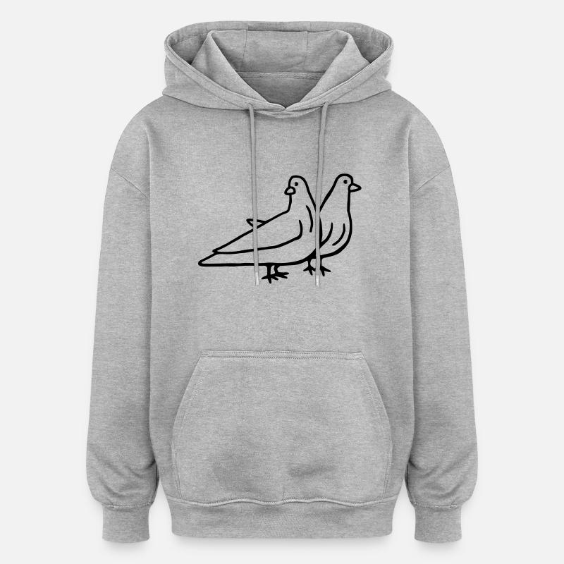 2 Tauben - Oversized Unisex Hoodie - Grau meliert