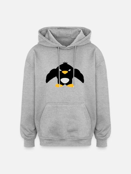 Muscle Penguin - Oversized Unisex Hoodie - heather grey