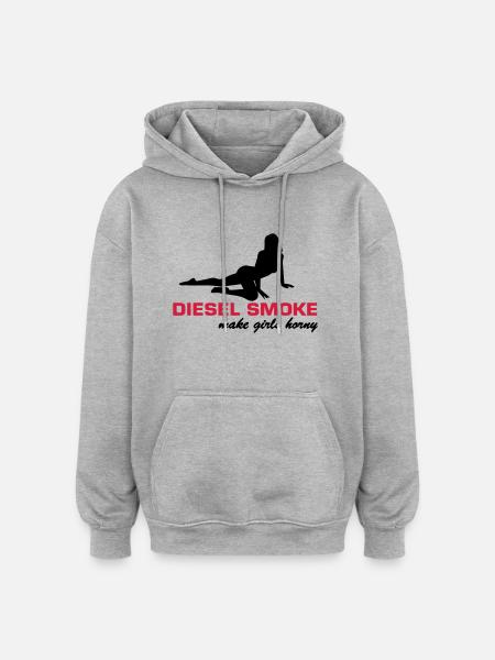 DIESEL SMOKE MAKE HORNY - Oversized Unisex Hoodie - heather grey
