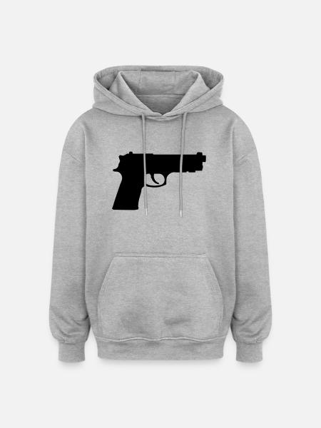 Pistole - Oversized Unisex Hoodie - Grau meliert