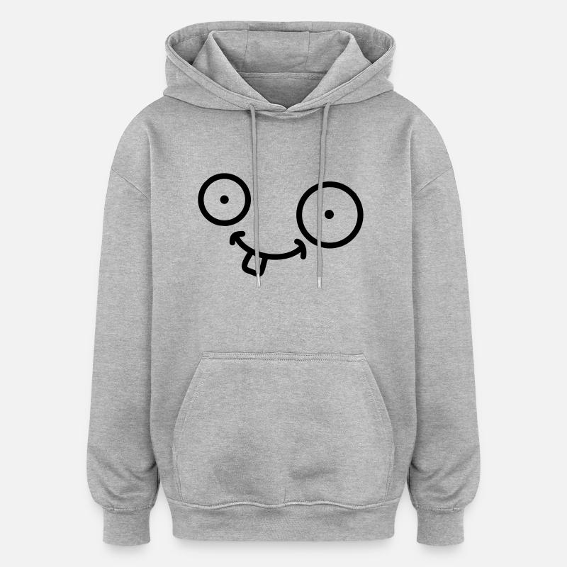Funny Comic Face - Sweat à capuche oversize unisexe - gris chiné