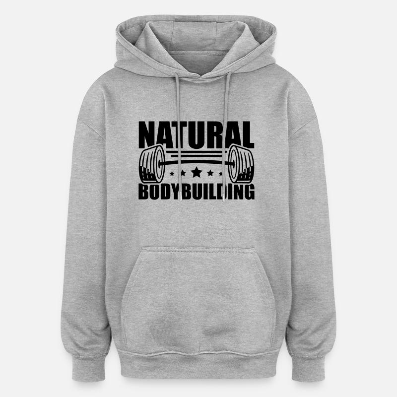 natural_bodybuilding_pi1 - Sweat à capuche oversize unisexe - gris chiné
