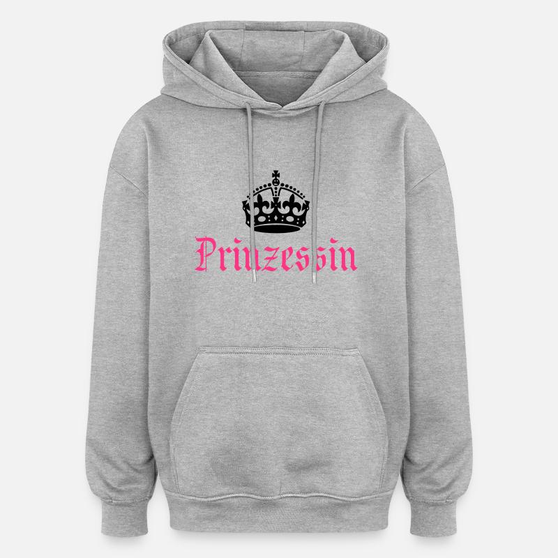 Prinzessin Krone - Oversized Unisex Hoodie - Grau meliert