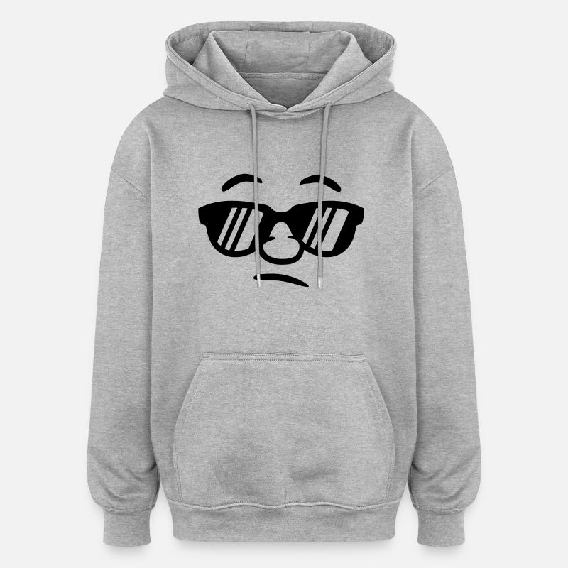 Cool sunglasses guy smiley face - Oversized Unisex Hoodie - heather grey