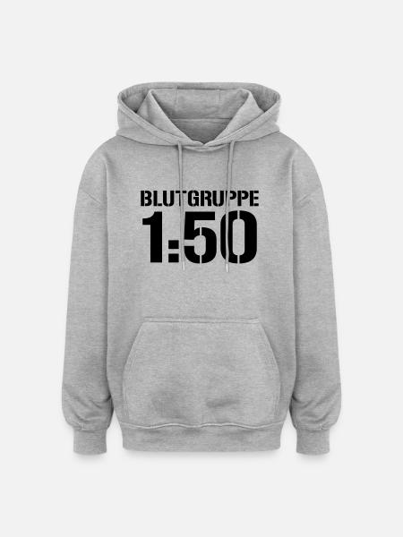 Blutgruppe 1zu50 - Oversized Unisex Hoodie - Grau meliert