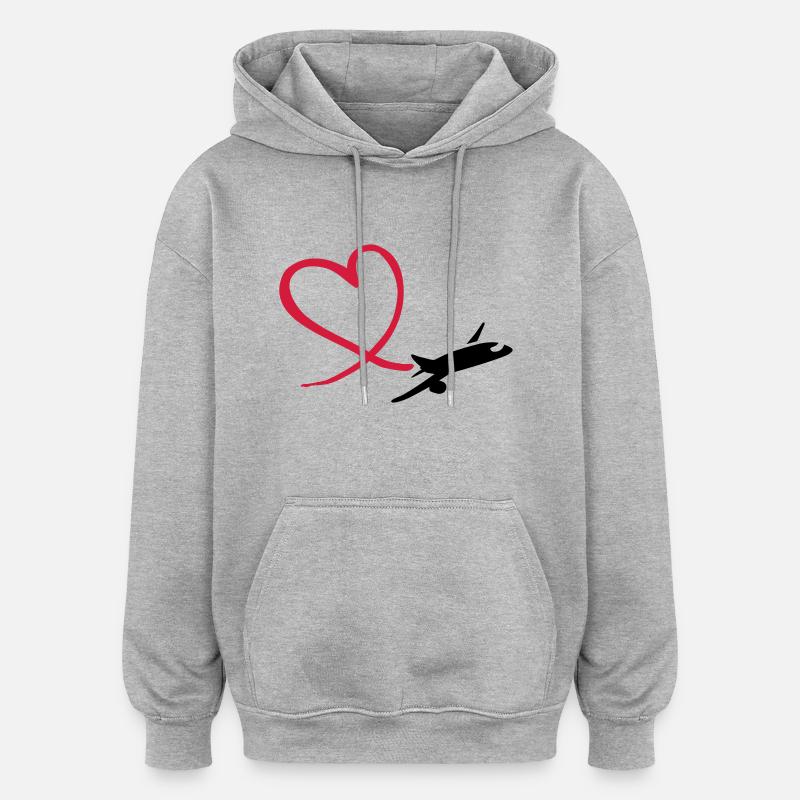 Flugzeug - Oversized Unisex Hoodie - Grau meliert