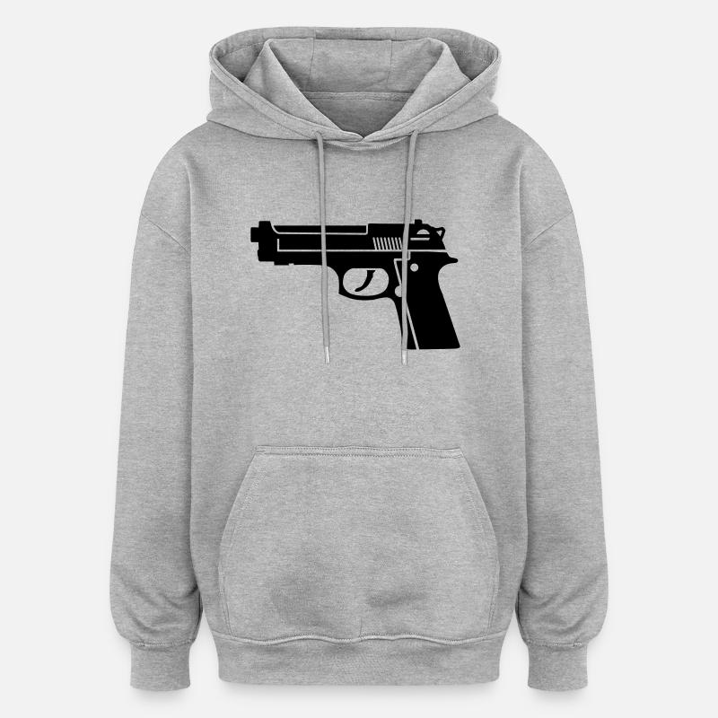 Pistole - Oversized Unisex Hoodie - Grau meliert