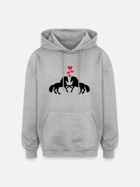 Cheval - Sweat à capuche oversize unisexe - gris chiné