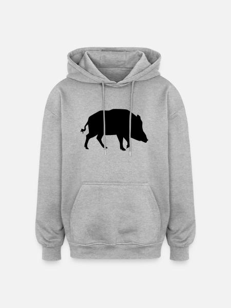 Cochon sauvage - Sweat à capuche oversize unisexe - gris chiné