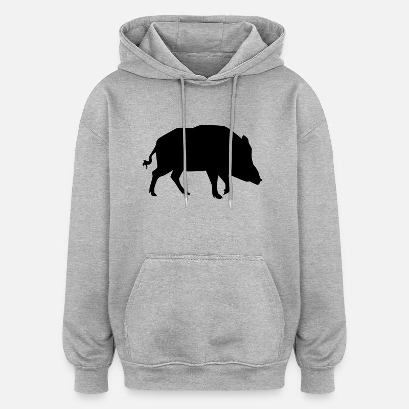 Cochon sauvage - Sweat à capuche oversize unisexe - gris chiné