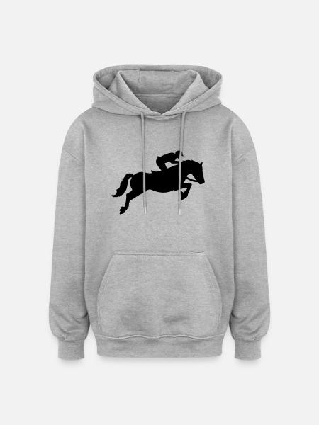 Springreiten - Oversized Unisex Hoodie - Grau meliert