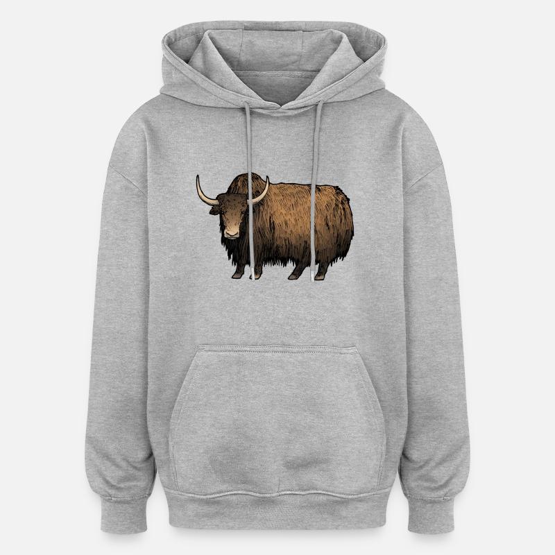 Yack / Yak 02 - Sweat à capuche oversize unisexe - gris chiné
