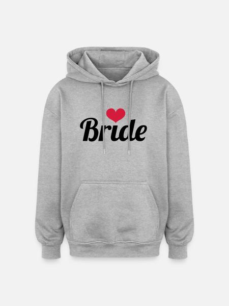 Bride - Wedding - Oversized Unisex Hoodie - Grau meliert