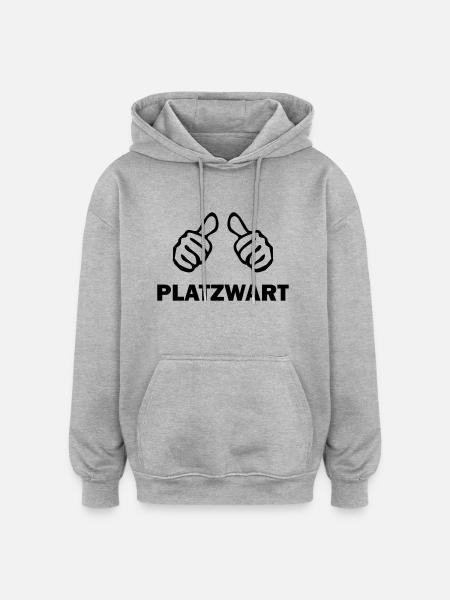 platzwart - Oversized Unisex Hoodie - Grau meliert