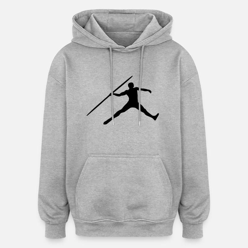Lancement du javelot - Sweat à capuche oversize unisexe - gris chiné