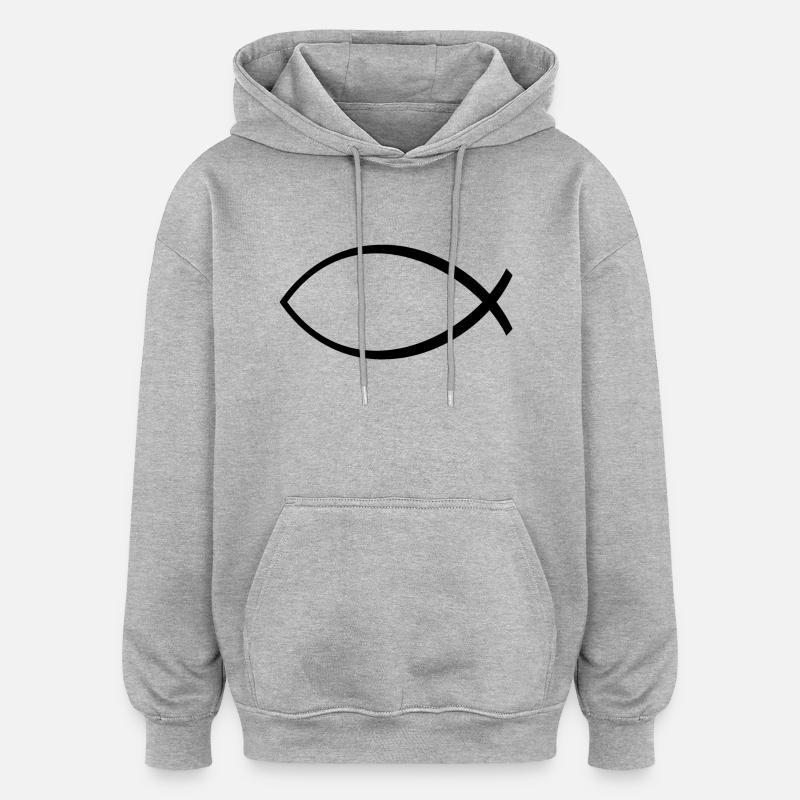 Ichthys Symbol - Sweat à capuche oversize unisexe - gris chiné