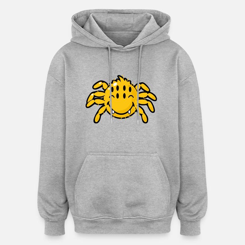 Smiley Spider - Sweat à capuche oversize unisexe - gris chiné