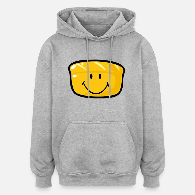 Smiley Bread - Sweat à capuche oversize unisexe - gris chiné