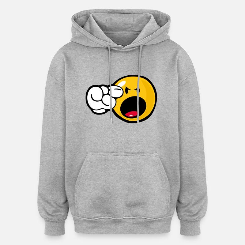 Smiley Angry - Oversized luvtröja unisex - gråmelerad