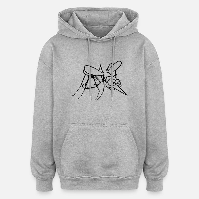 Mücke agro drôle - Sweat à capuche oversize unisexe - gris chiné
