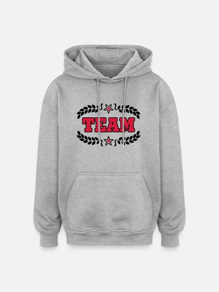 Team - Sweat à capuche oversize unisexe - gris chiné