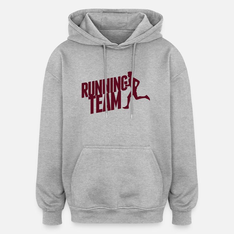 Running Team - Sweat à capuche oversize unisexe - gris chiné