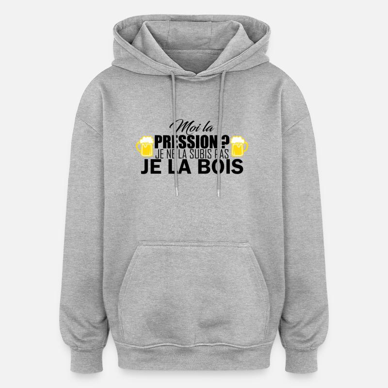 moi la pression - Sweat à capuche oversize unisexe - gris chiné