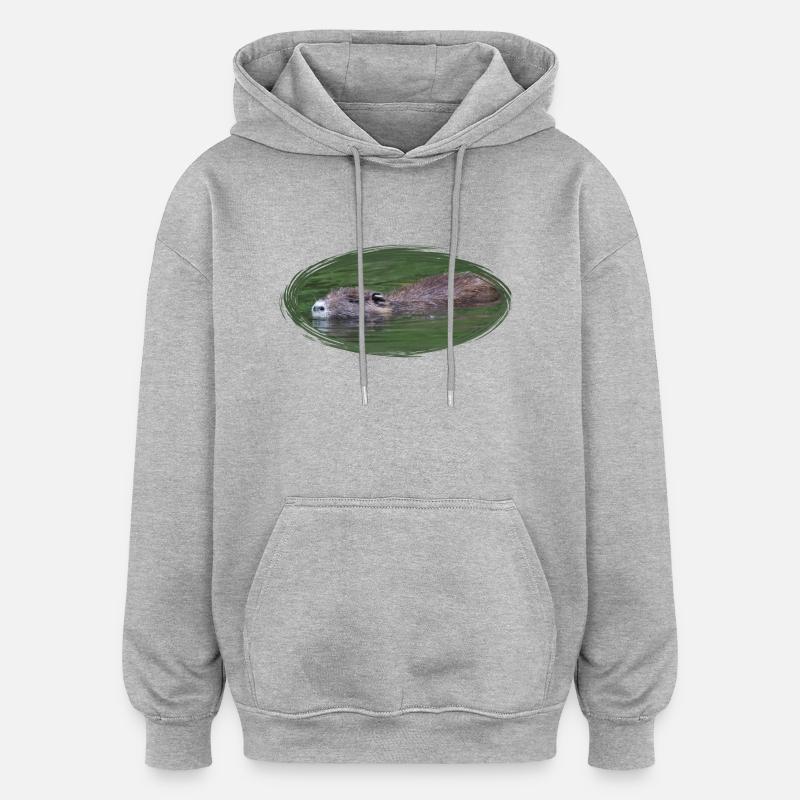 Nutria Biber Biberratte Wasserratte - Oversized Unisex Hoodie - Grau meliert